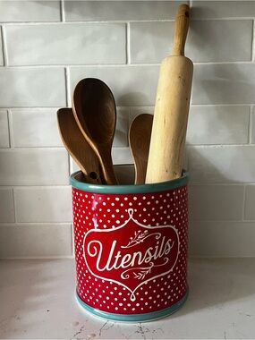 Pioneer Woman Polka Dot Utensil Canister